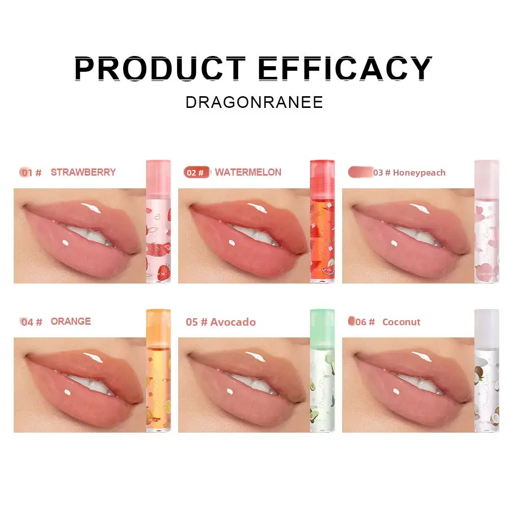 Strawberry Flavored Lip Gloss Set 6 Pcs Hydrating Plumping Lip Oil Transparent Shine Moisturizing Liquid Lipstick Makeup
