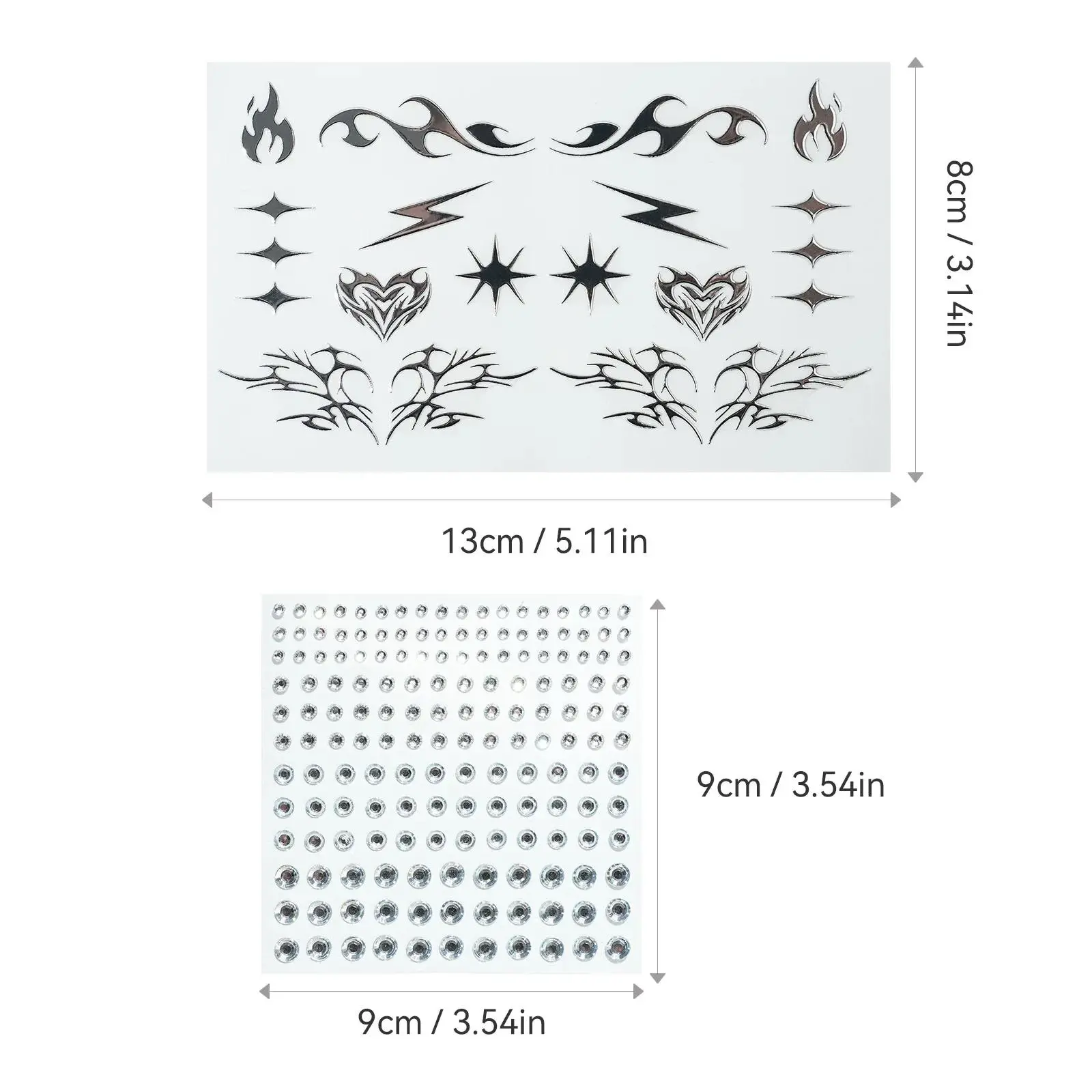 Lifelike 3D Face Sticker Laser Tattoo Diamond Eye Makeup Temporary Body Art Stickers For Women Men Beauty
