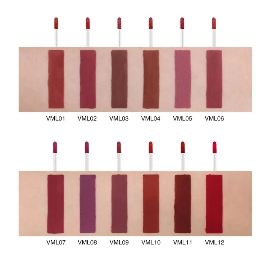 High Quality Matte Liquid Lipstick 12 Shades Velvet Finish Smudge Proof Lightweight Lip Gloss For All Day Wear