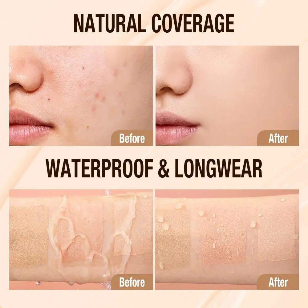 Liquid Foundation Cream 30ml Full Coverage Makeup Base SPF30 Waterproof Long Lasting Concealer Smooth Matte Finish