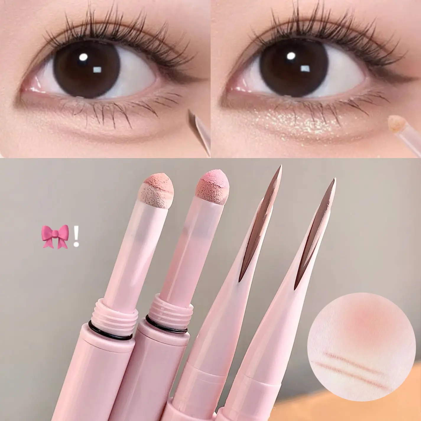 2 In 1 Curved Gel Eyeliner Lying Silkworm Shadow Line With Sponge Brightening Paste Matte Shimmer Silky Smooth Eye Liner Pencil