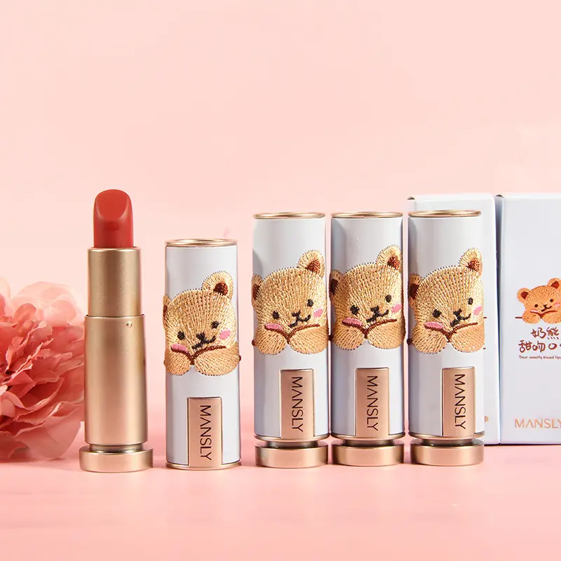 Sweet Milk Bear Velvet Matte Embroidery Lipstick Smooth Long Lasting Easy to Wear Waterproof Moisturizing Lip Makeup Cosmetics