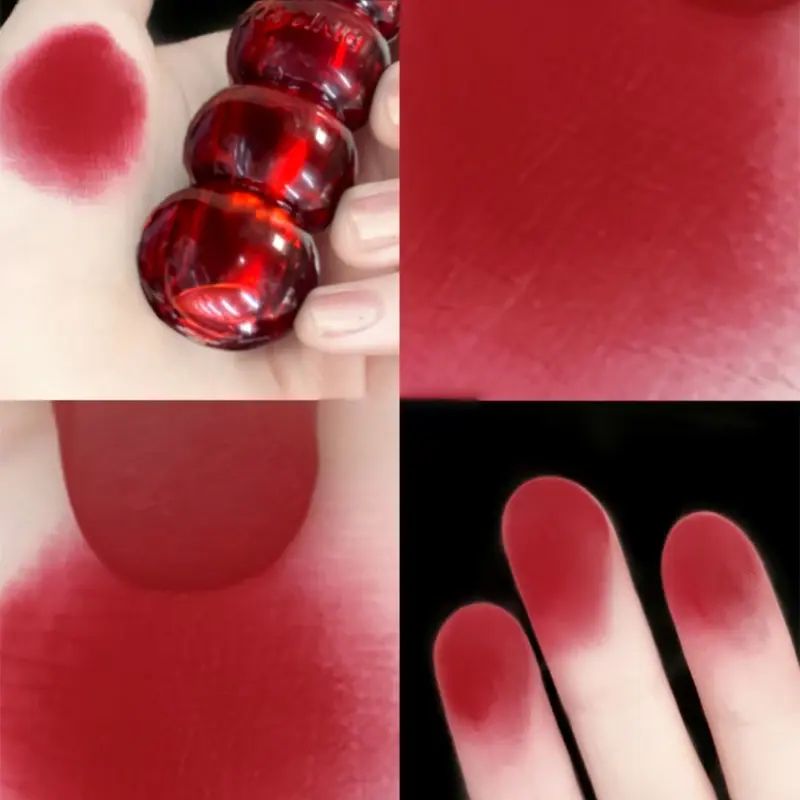 Cute Gourd Shape Matte Lipstick Smoked Brown Red Solid Lip Gloss Waterproof Long Lasting Tinted Balm Velvet Lip Makeup Pen