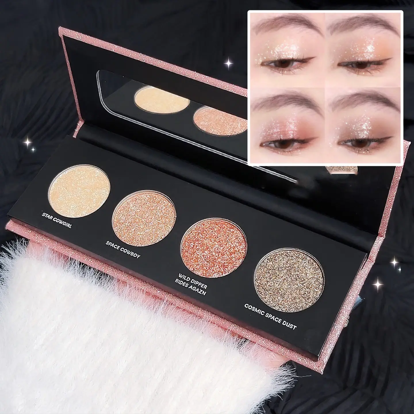 Diamond Four Color Highlighter Palette Glitter Shimmer Eye Shadow Silver Moonlight Brightening Lying Silkworm Face Body Makeup