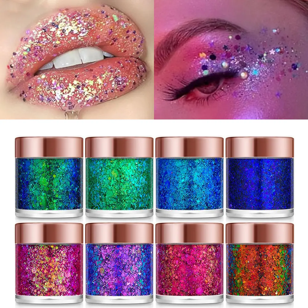 Sequins Body Chameleon Glitter Gel Shiny Bright Long Lasting Face Hair Eyeshadow Festival Party Carnival Makeup Decorations