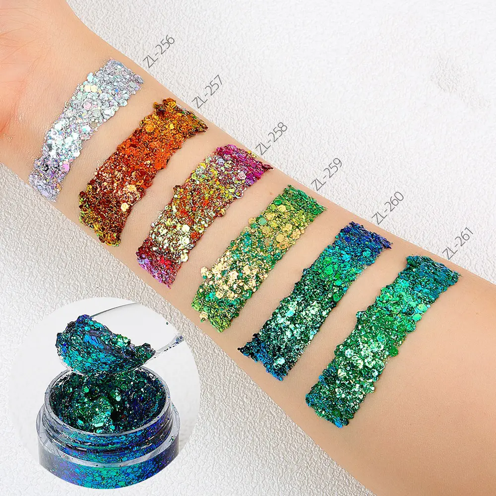 Sequins Body Chameleon Glitter Gel Shiny Bright Long Lasting Face Hair Eyeshadow Festival Party Carnival Makeup Decorations