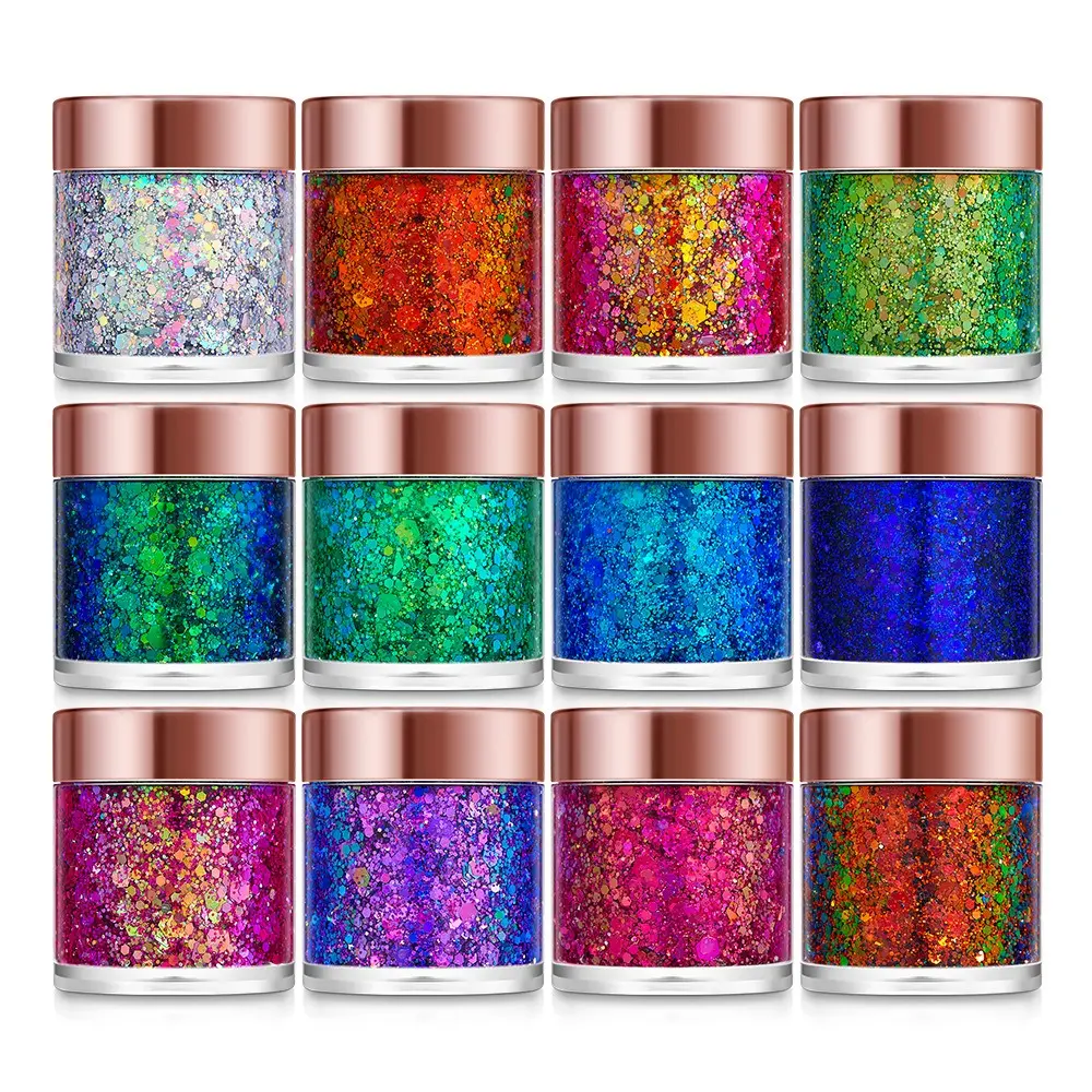 Sequins Body Chameleon Glitter Gel Shiny Bright Long Lasting Face Hair Eyeshadow Festival Party Carnival Makeup Decorations