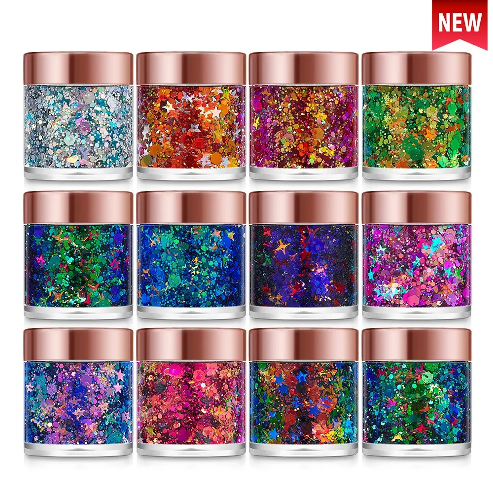 Sequins Body Chameleon Glitter Gel Shiny Bright Long Lasting Face Hair Eyeshadow Festival Party Carnival Makeup Decorations
