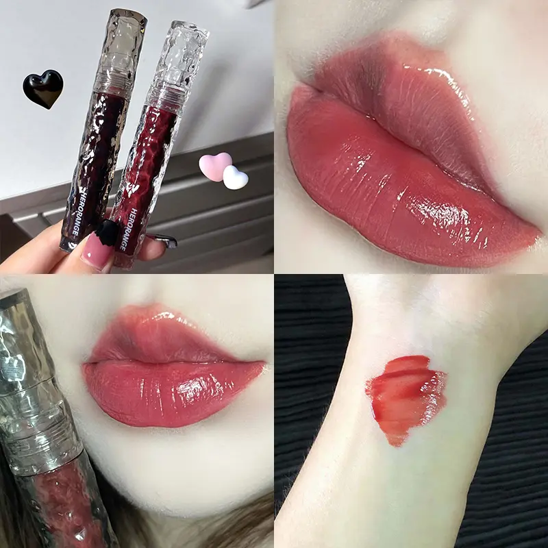 Glacier Mirror Water Lip Glaze Transparent Glass Lip Oil Waterproof Liquid Lipstick Nude Red Rose Clear Tint Lip Gloss Makeup