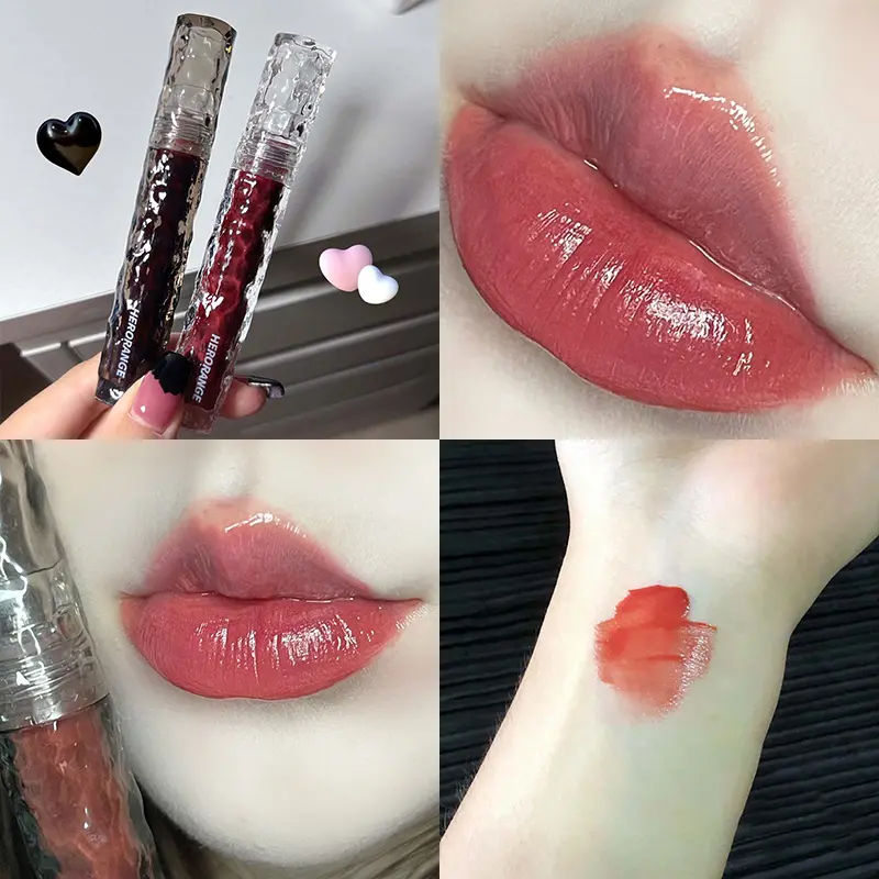 Glacier Mirror Water Lip Glaze Transparent Glass Lip Oil Waterproof Liquid Lipstick Nude Red Rose Clear Tint Lip Gloss Makeup