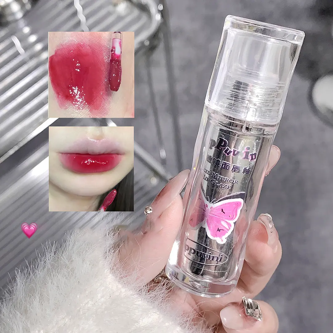 Iced Mirror Lip Glaze High Gloss Moisturizing Long Lasting No Fading Butterfly Liquid Lipstick Sexy Red Lips Makeup Cosmetics
