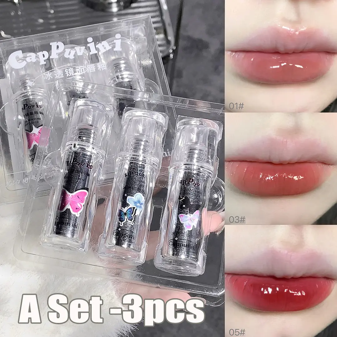 Iced Mirror Lip Glaze High Gloss Moisturizing Long Lasting No Fading Butterfly Liquid Lipstick Sexy Red Lips Makeup Cosmetics
