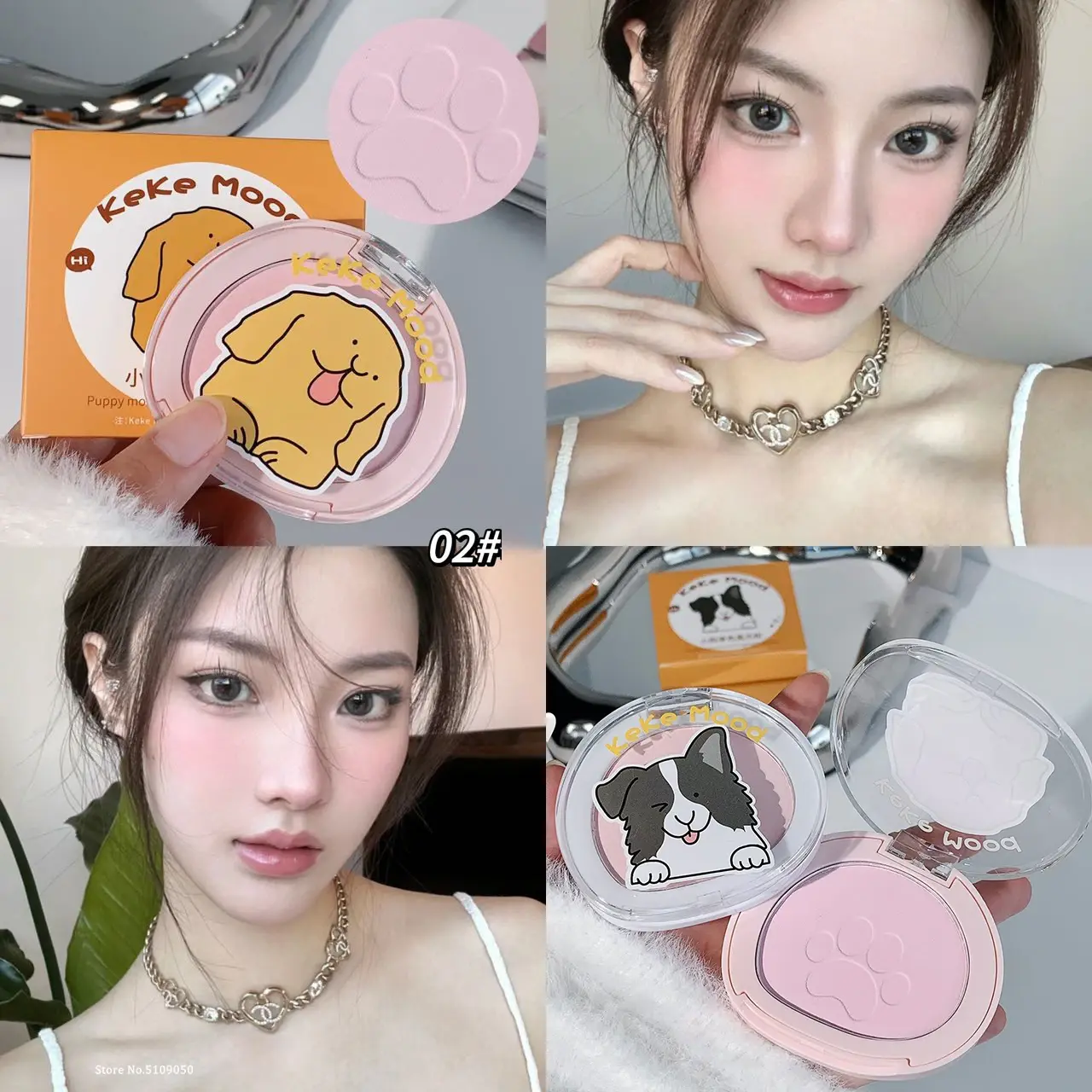 Cute Claw Monochrome Highlights Powder Face Matte White Pink Blusher Brightening Setting Powder Concealer Compact Makeup Palette