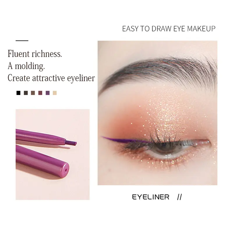 1 Pcs 6 Color Gel Eyeliner Pen Natural Long-lasting Waterproof Sweat-proof No Smudging Brown Black Eye Liner Pencil Eye Makeup