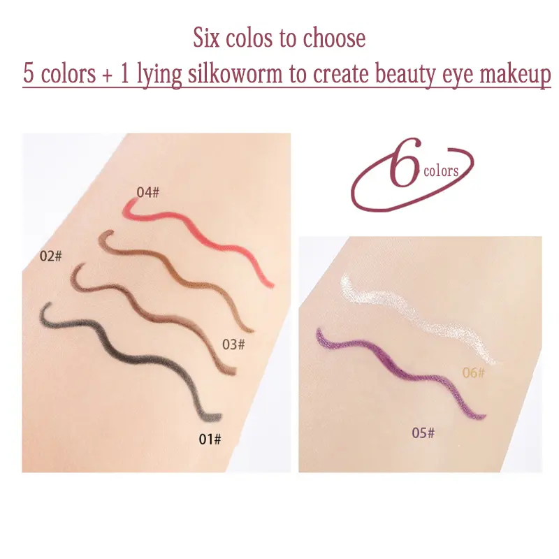 1 Pcs 6 Color Gel Eyeliner Pen Natural Long-lasting Waterproof Sweat-proof No Smudging Brown Black Eye Liner Pencil Eye Makeup