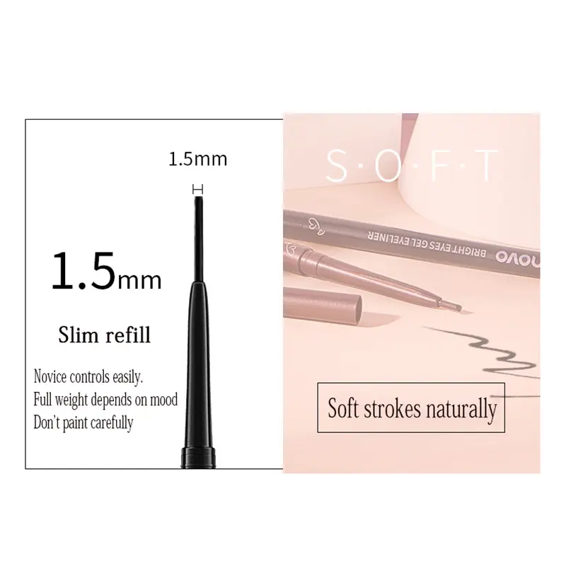 1 Pcs 6 Color Gel Eyeliner Pen Natural Long-lasting Waterproof Sweat-proof No Smudging Brown Black Eye Liner Pencil Eye Makeup