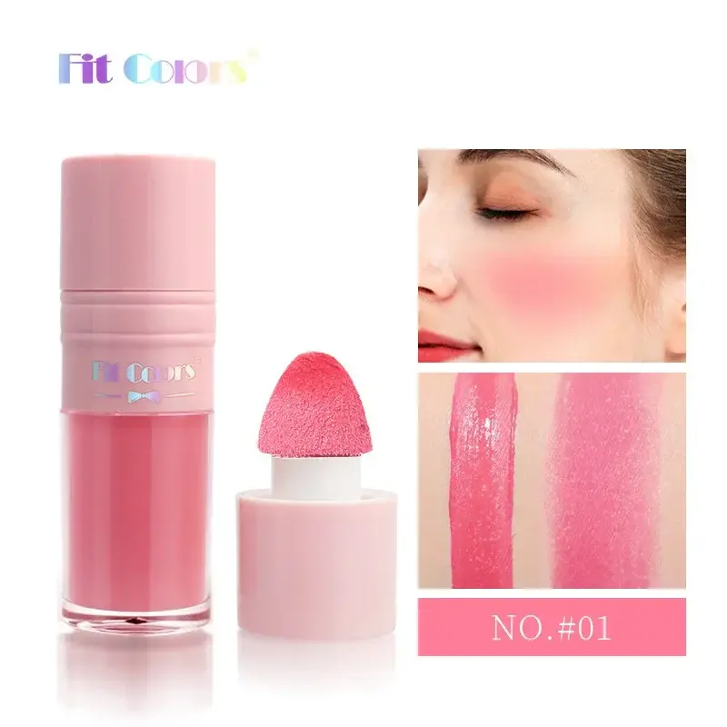 Liquid Blush Cheek Tint Sponge Tip Soft Smooth Face Contour Makeup Blusher Rouge Waterproof Long Lasting Creamy Cosmetic