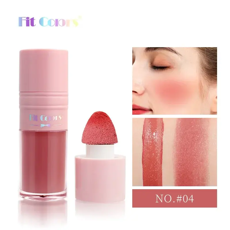 Liquid Blush Cheek Tint Sponge Tip Soft Smooth Face Contour Makeup Blusher Rouge Waterproof Long Lasting Creamy Cosmetic