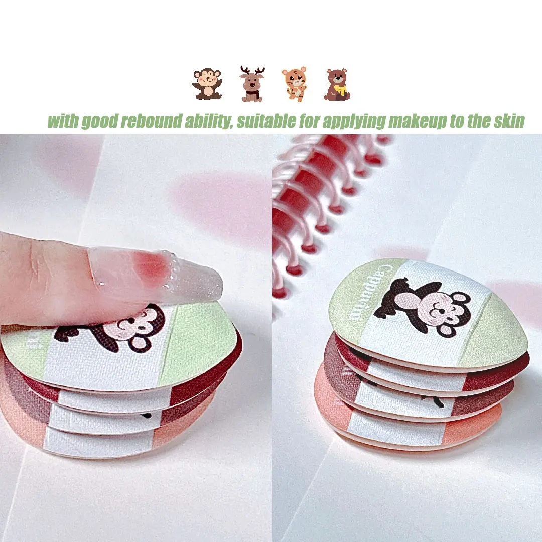 4Pcs/Box Animal Finger Puff Foundation Mini Air Cushion Puff Sponge Face Concealer BB Cream Cosmetic Applicator Makeup Tools