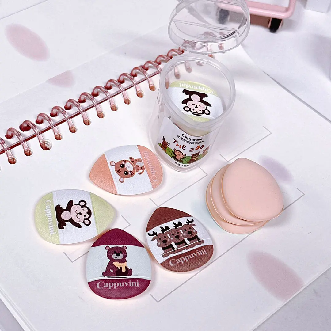 4Pcs/Box Animal Finger Puff Foundation Mini Air Cushion Puff Sponge Face Concealer BB Cream Cosmetic Applicator Makeup Tools