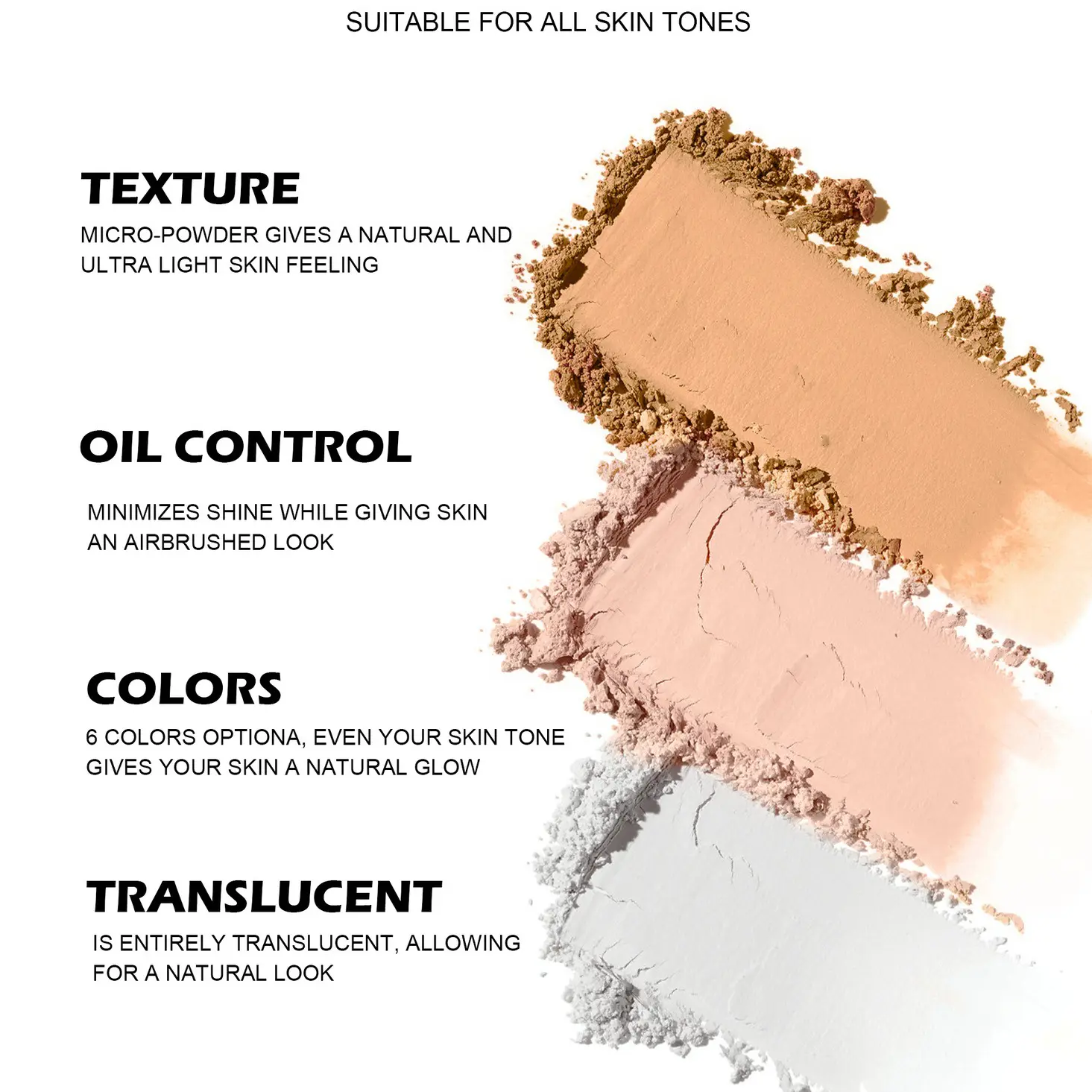 Natural Oil Control Makeup Powder Brightening Mist Facial Modification Powder Waterproof Lightweight Setting Powder Cosmetics