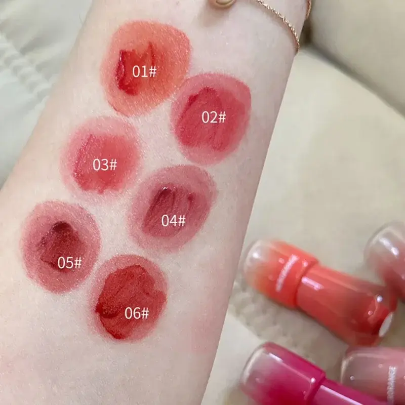 Grey Rose Mirror Lip Gloss Jelly Water Shining Moisturizing Highly Pigmented Red Liquid Lipstick Lip Stain for Girls Makeup