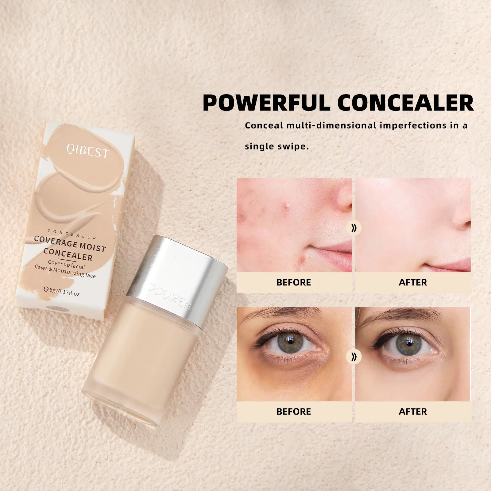 High Coverage Concealer Silicone Brush Head Liquid Foundation Beige Green Base Cream Moisturizing Oil Control NonSmudging Makeup