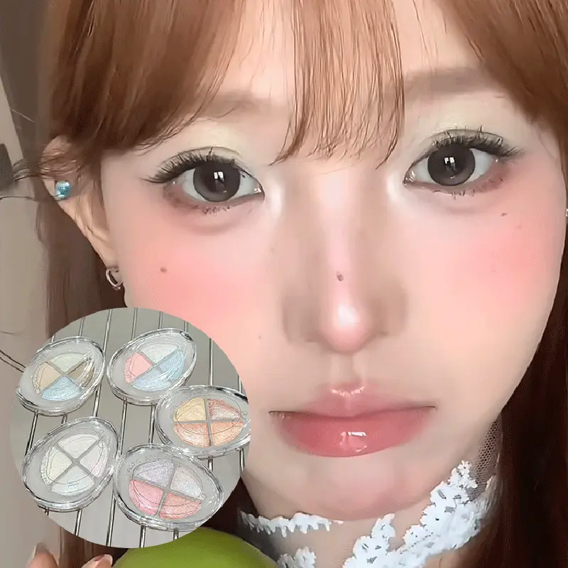 Pearlescent Flash Highlighters Chameleon Polarized Clear Diamond Eye Brightening 4-Color Full Shimmer Highlight Palette
