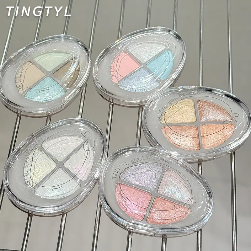 Pearlescent Flash Highlighters Chameleon Polarized Clear Diamond Eye Brightening 4-Color Full Shimmer Highlight Palette