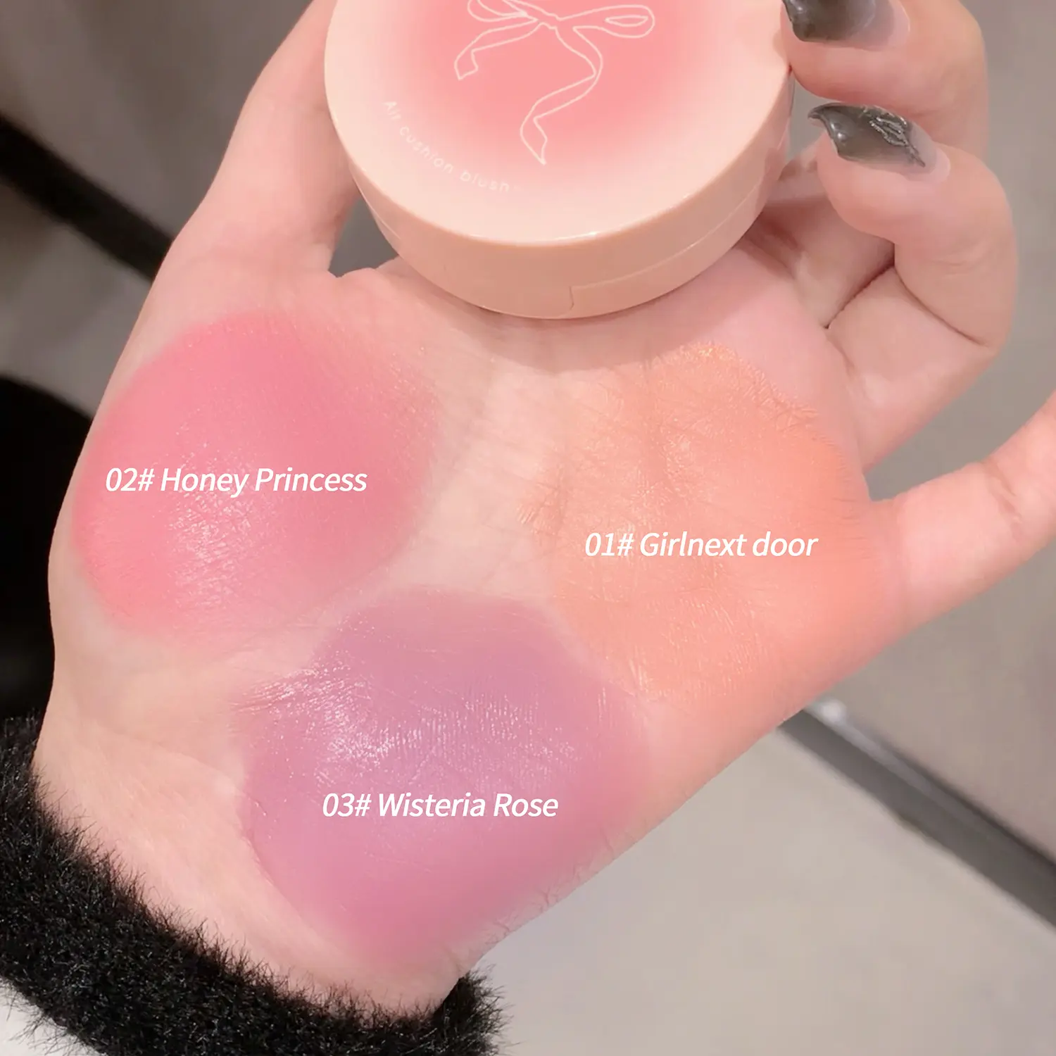 Creamy Air Cushion Blush Hydrating Matte Pink Natural Cheek Tint Brighten Face Waterproof Silky Liquid Blusher Cream With Puff