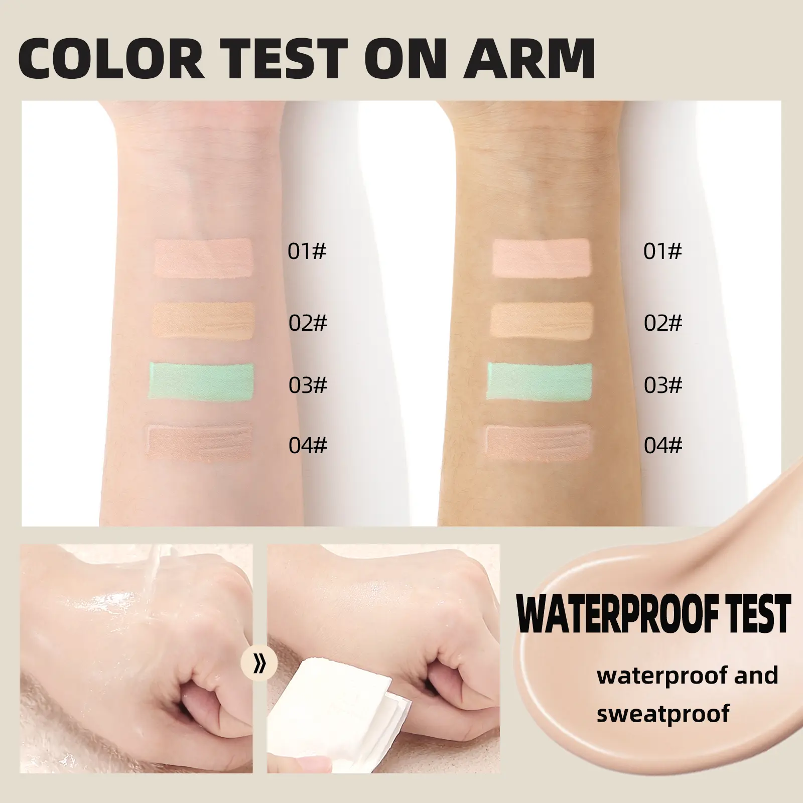 High Coverage Concealer Silicone Brush Head Liquid Foundation Beige Green Base Cream Moisturizing Oil Control NonSmudging Makeup