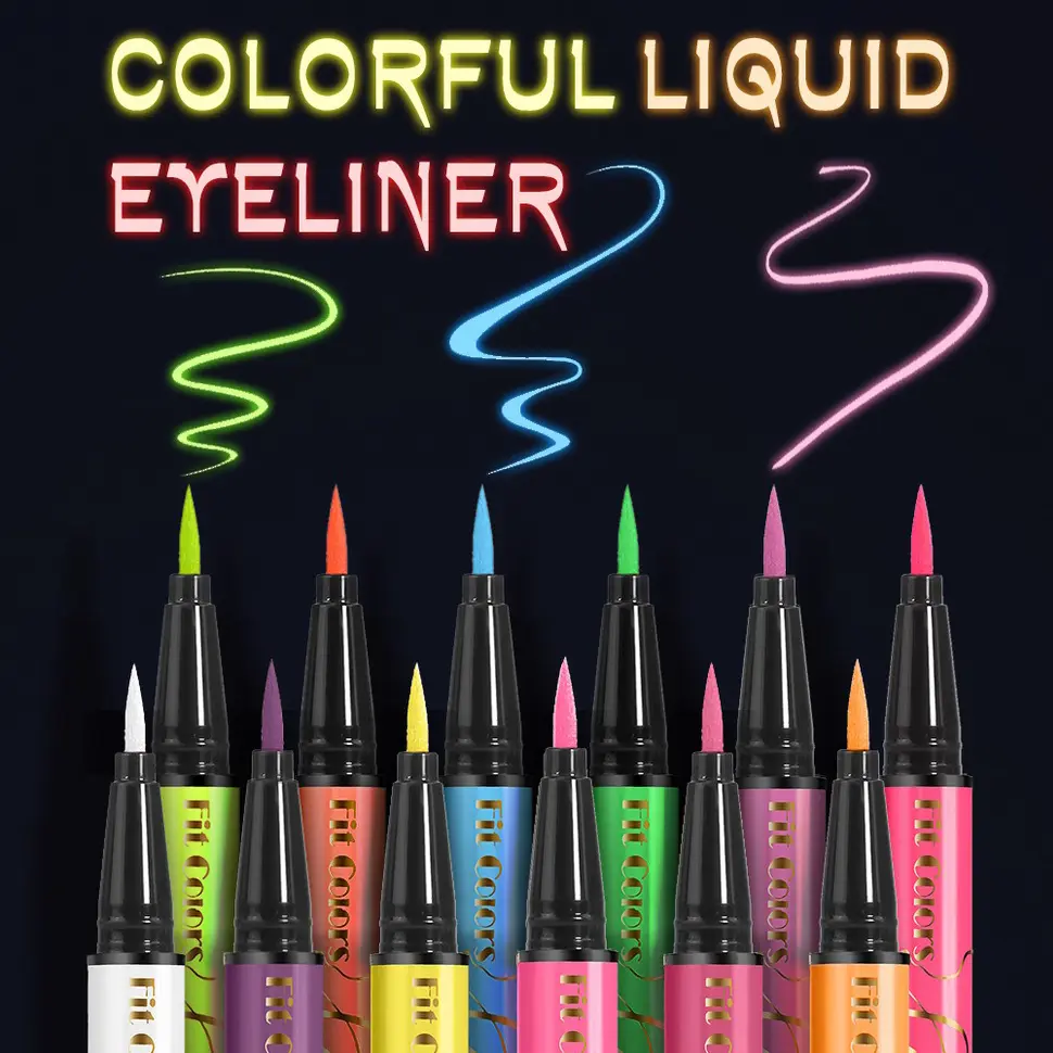 UV Fluorescent Eyeliner Pen Liquid Green Yellow Pink Orange Colorful UV Light Neon Eye Liner Face Body Paint Pen Festival Makeup