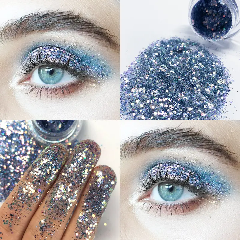 Sparkling Loose Sequins Eyes Glitter Gel Highgloss Shine Yellow Pearl Pink Eyeshadow Face Body Painting Brighten Stage Makeup