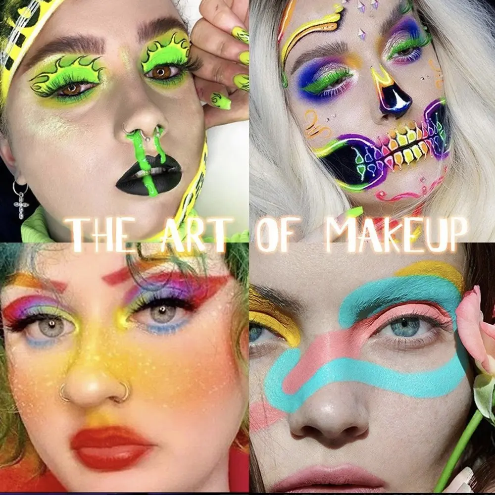 UV Fluorescent Eyeliner Pen Liquid Green Yellow Pink Orange Colorful UV Light Neon Eye Liner Face Body Paint Pen Festival Makeup