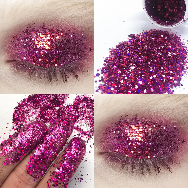 Sparkling Loose Sequins Eyes Glitter Gel Highgloss Shine Yellow Pearl Pink Eyeshadow Face Body Painting Brighten Stage Makeup
