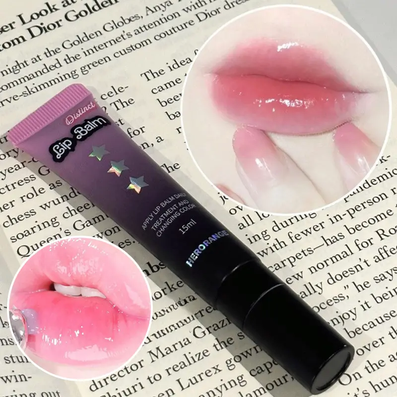 Jelly Color Changing Lipstick Gel Moisturizing Pink Color Temperature Changing Mirror Clear Lip Gloss Tint Non-sticky Lip Balm