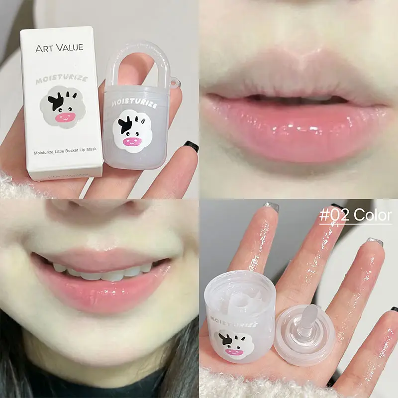 Cute Calf Lip Balm Base Hydrating Peach Jelly Lip Sleep Mask Natural Plant Anti-Cracking Colourless Lip Care Lighten Lines Gel