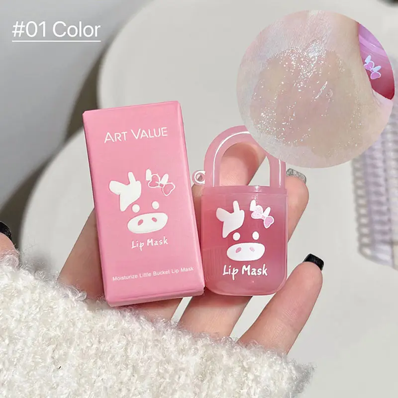 Cute Calf Lip Balm Base Hydrating Peach Jelly Lip Sleep Mask Natural Plant Anti-Cracking Colourless Lip Care Lighten Lines Gel