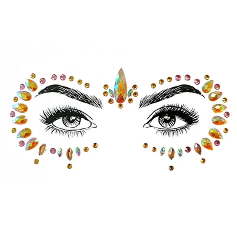 Face Jewels Temporary Tattoo Sticker Glitter Body Gems Gypsy Festival Adornment Party Face Decoration Tattoo Beauty Makeup Tools