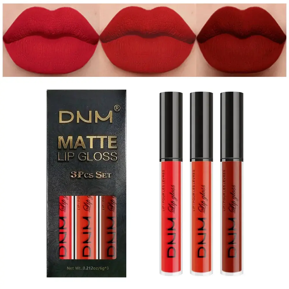 New 3pcs/set Liquid Lipstick Waterproof Long Lasting Cosmetic Black Blue Purple Green Matte Lip Gloss Nude Lip Tint Stain Makeup