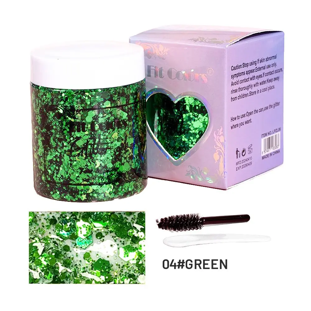 Blue Purple Eye Glitter Sequin Gel Nail Hair Body Face Stickers Gel Art Loose Sequins Cream Diamond Festival Makeup With Spoon