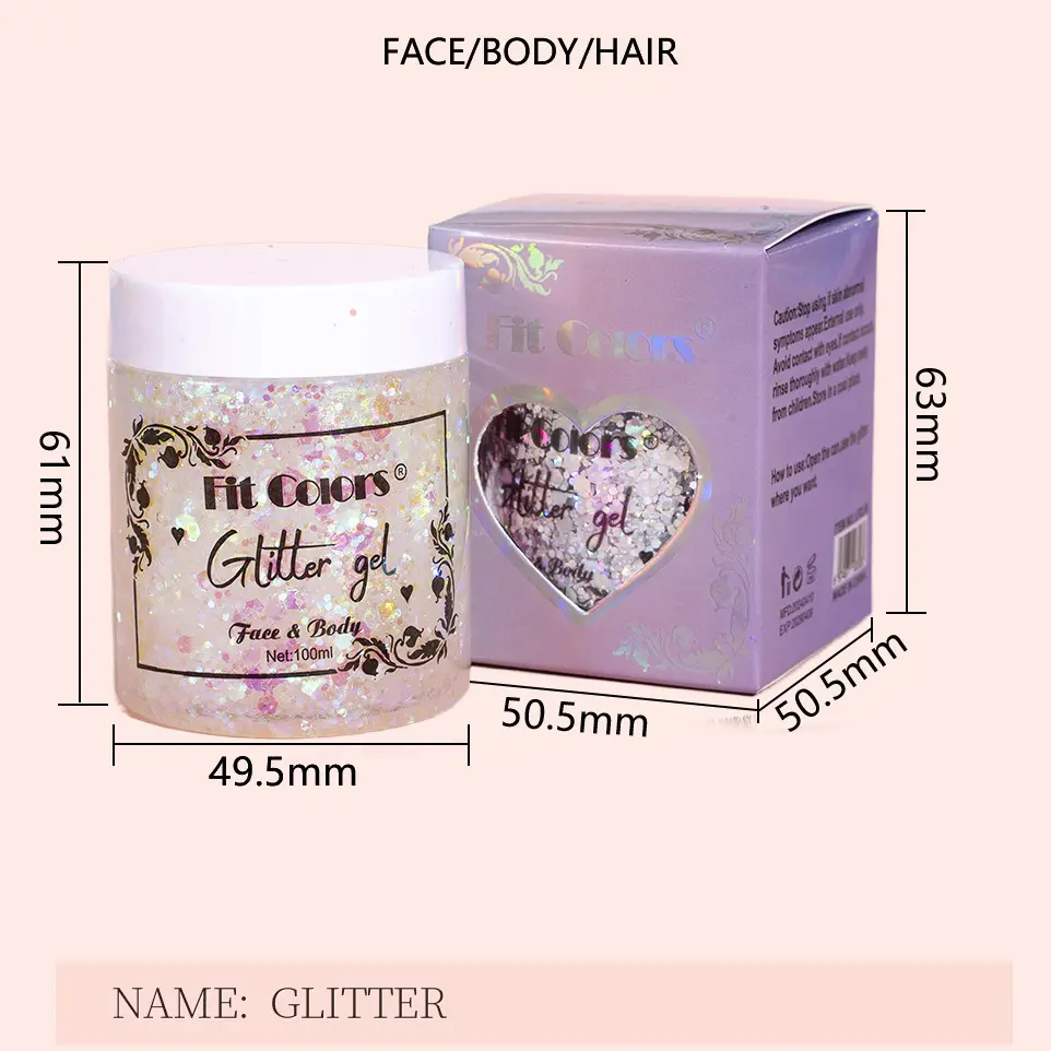Blue Purple Eye Glitter Sequin Gel Nail Hair Body Face Stickers Gel Art Loose Sequins Cream Diamond Festival Makeup With Spoon