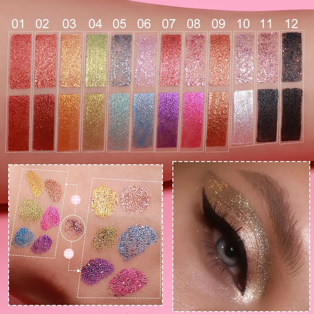 Double-head Punk Metallic Liquid Eyeshadow Stick Dark Glitter Matte Sequins Bicolor Shimmer Eyes Makeup Cream Pencil Waterproof