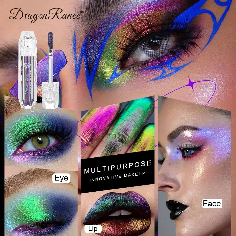 Optical Chameleons Eye Glitter Pigment Monochrome Holographic Navy Blue Green Shiny Metallic Liquid Lip Gloss Eye Shadow Stick