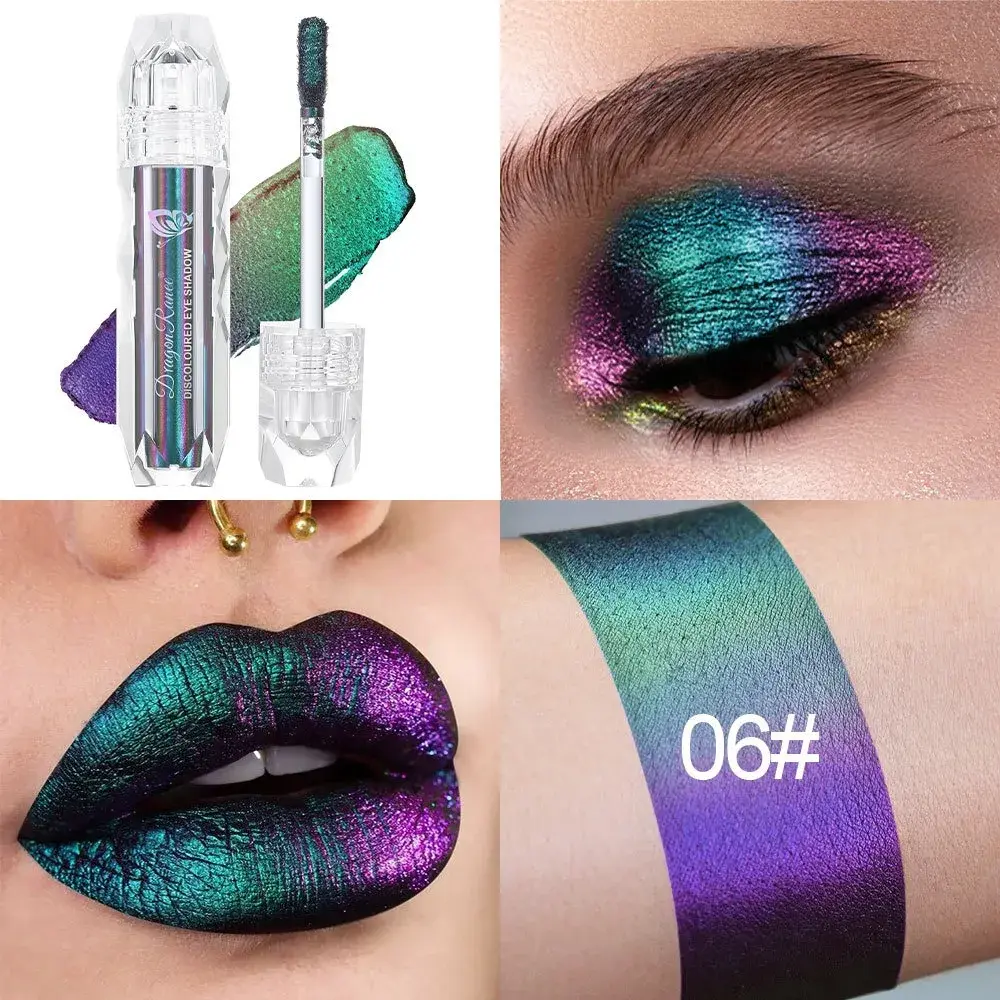 Optical Chameleons Eye Glitter Pigment Monochrome Holographic Navy Blue Green Shiny Metallic Liquid Lip Gloss Eye Shadow Stick