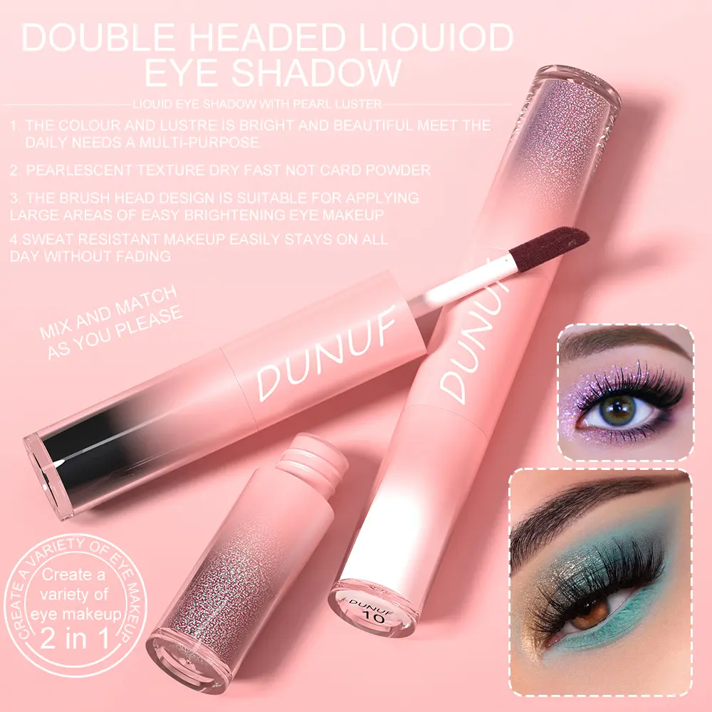 Double-head Punk Metallic Liquid Eyeshadow Stick Dark Glitter Matte Sequins Bicolor Shimmer Eyes Makeup Cream Pencil Waterproof