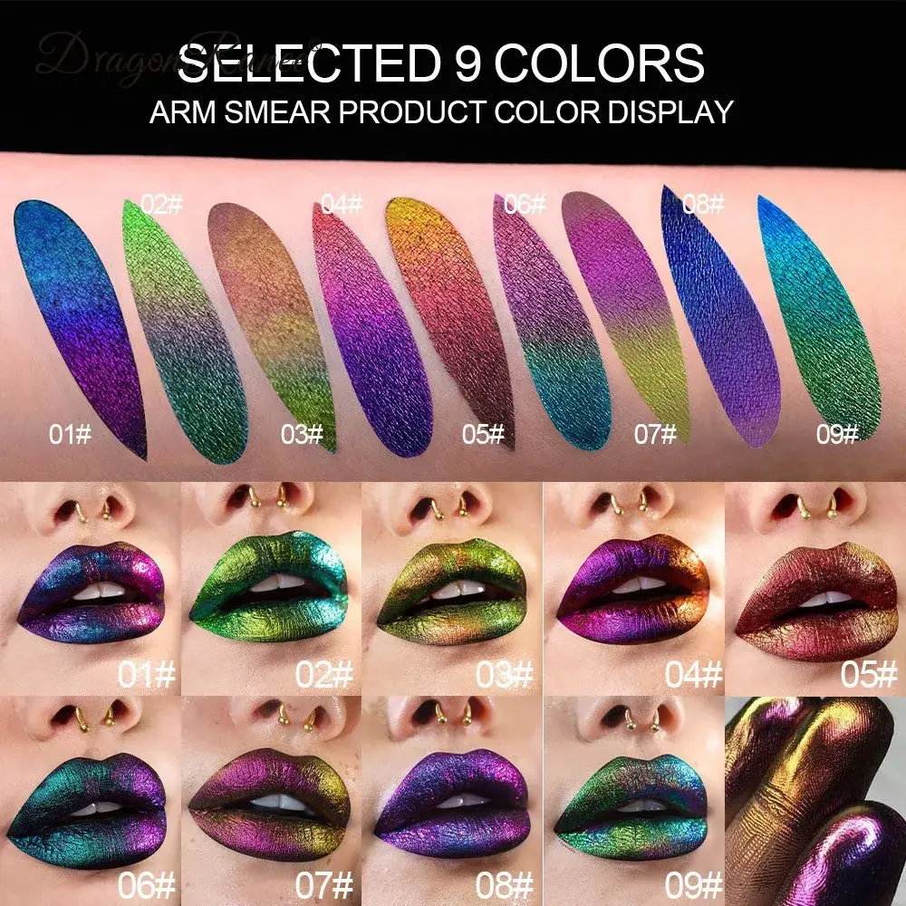 Optical Chameleons Eye Glitter Pigment Monochrome Holographic Navy Blue Green Shiny Metallic Liquid Lip Gloss Eye Shadow Stick