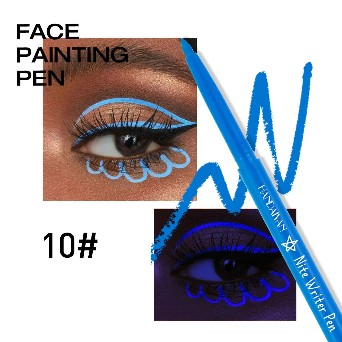 Fluorescent UV Light Neon Eyeliner Pen Waterproof Yellow Purple Orange Color Gel Eye Liner Pencil Eyes Make Up Cosmetics Tool