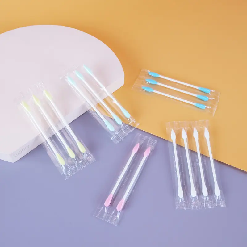 20/100pcs Disposable Double-ended Cotton Swabs Cosmetic Tools Individually Packaged For Portable Travel Swabs Stick White Blue