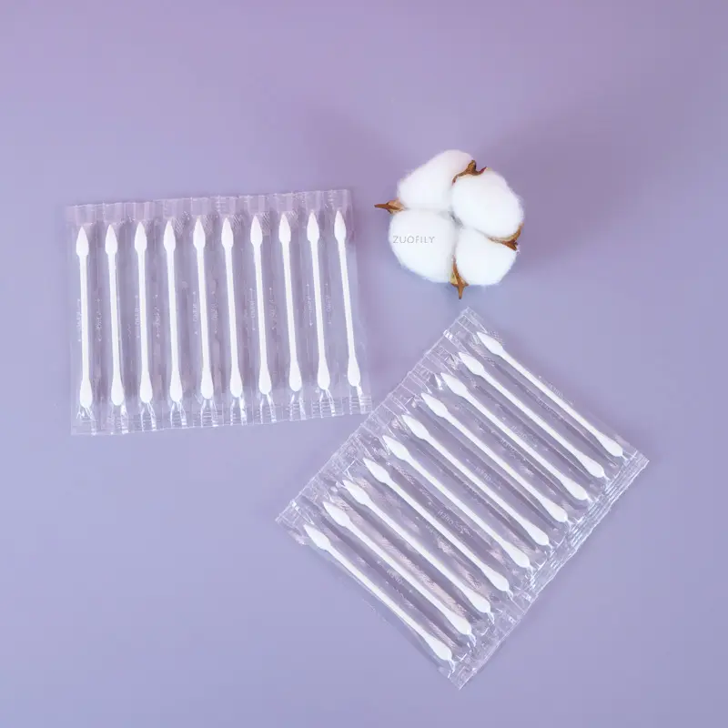20/100pcs Disposable Double-ended Cotton Swabs Cosmetic Tools Individually Packaged For Portable Travel Swabs Stick White Blue